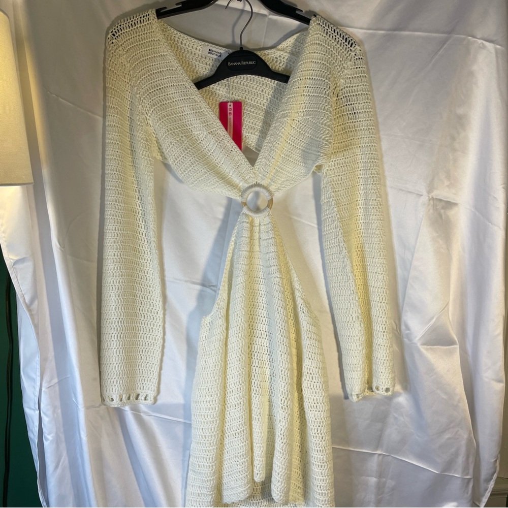 Beginning Boutique White Cleo Crochet Dress Size 8